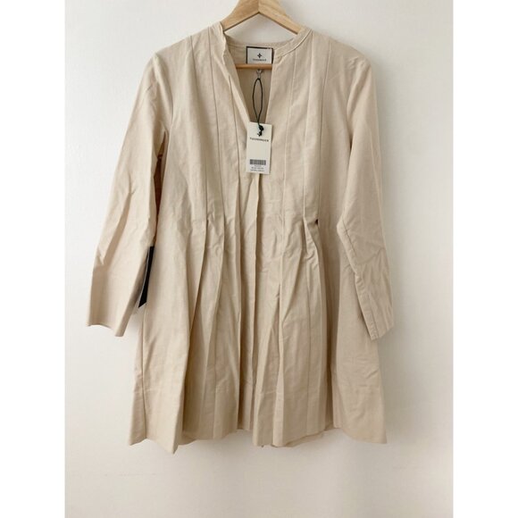 NWT Tuckernuck Stone Luella Pleated Dress Beige - Picture 1 of 10